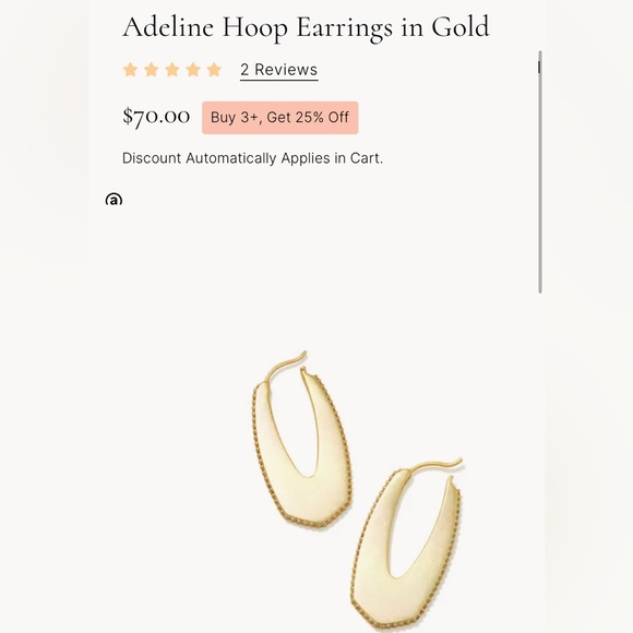 NWT: Kendra Scott Adeline Hoop Earrings in Gold - Picture 3 of 3